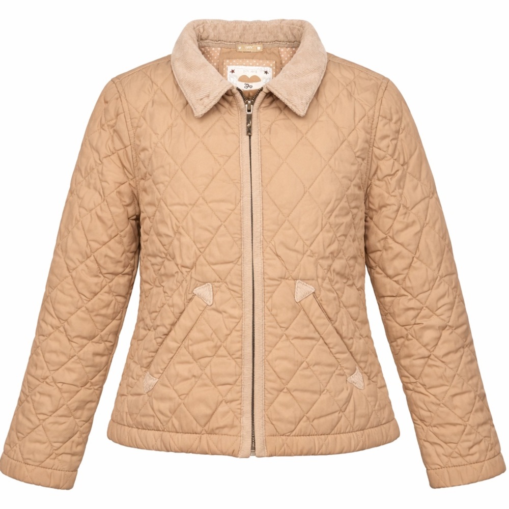 Gap Kids Quilted Jacket Tan Corduroy Collar Polka Dot Lined Size Medium
